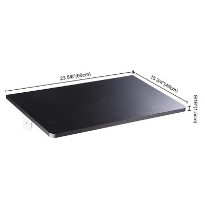 Black Wall Mounted Folding Computer Desk with Metal Brackets