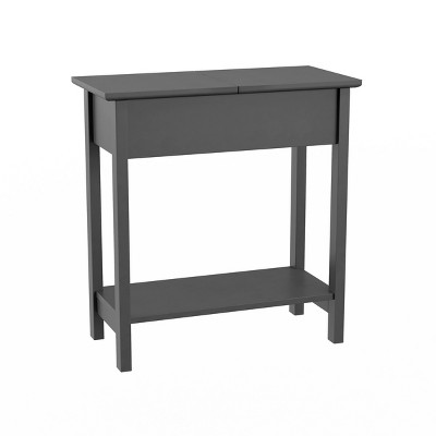 Transitional Flip-Top Storage Side Table in Wood and Metal