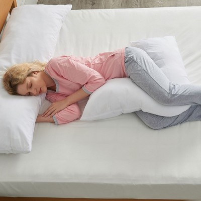 White Hypoallergenic Down Alternative V-Shaped Maternity Pillow