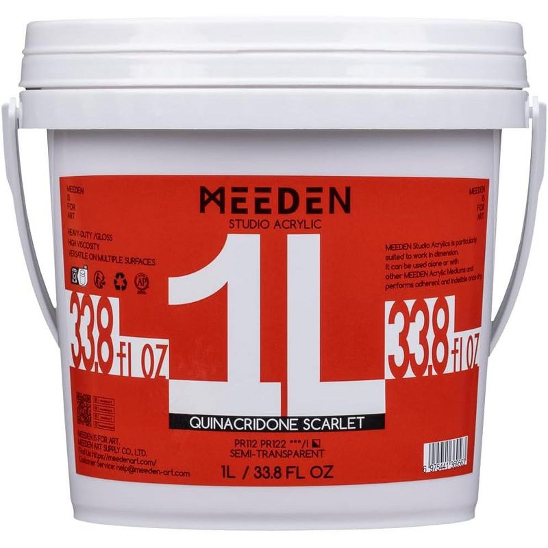 MEEDEN Quinacridone Scarlet Acrylic Paint, Heavy Body, Gloss Finish, Extra-Large 1 L /33.8 oz Non-Toxic Rich Pigments Color, 1 of 6