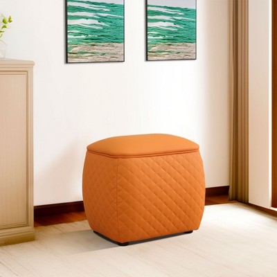 DOMETOUR Cat-Scratch Leather Square Low Stool for Living Room
