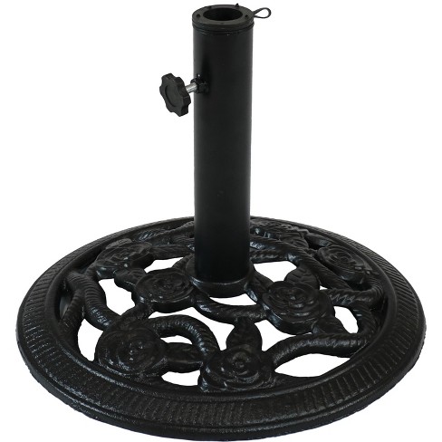 Rose Blossom Cast Iron Umbrella Base 15 Round Black Sunnydaze Decor Target