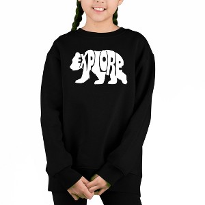 LA Pop Art Explore - Girl's Word Art Crewneck Sweatshirt - 1 of 4