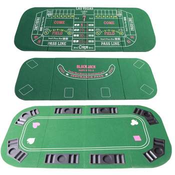 INO Design Portable Casino Texas Holdem Poker/Blackjack/Craps  Mat Tabletop With Carrying Bag