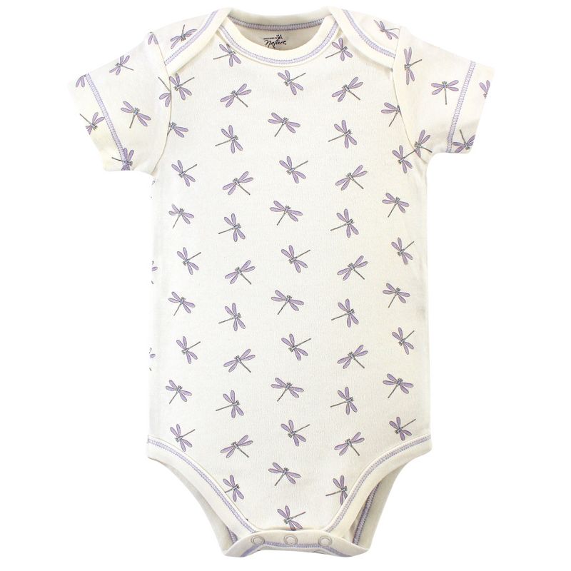 Touched by Nature Baby Girl Organic Cotton Bodysuits 5pk, Dragonfly, 4 of 8
