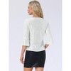 INSPIRE CHIC Women's Sequin 3/4 Bell Sleeve V Neck Metallic Sparkly Glitter Party Blouse - 3 of 4