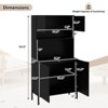 Costway 64.5” Kitchen Pantry Cabinet with Charging Station Wine Glass Rack Adjustable Shelf Black - 3 of 4
