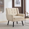 ATJafure Modern Soft Linen Material Ergonomics Accent Chair With Black Legs For Indoor Home Living Room Bedroom Home - 3 of 4
