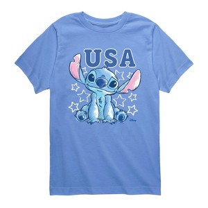 Boys' Disney USA Stitch Stars Short Sleeve Graphic T-Shirt - Carolina Blue - Medium - 1 of 3