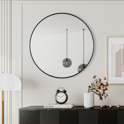 Black 36" Colt Circle Metal Frame Large Circle Wall Mounted Mirror