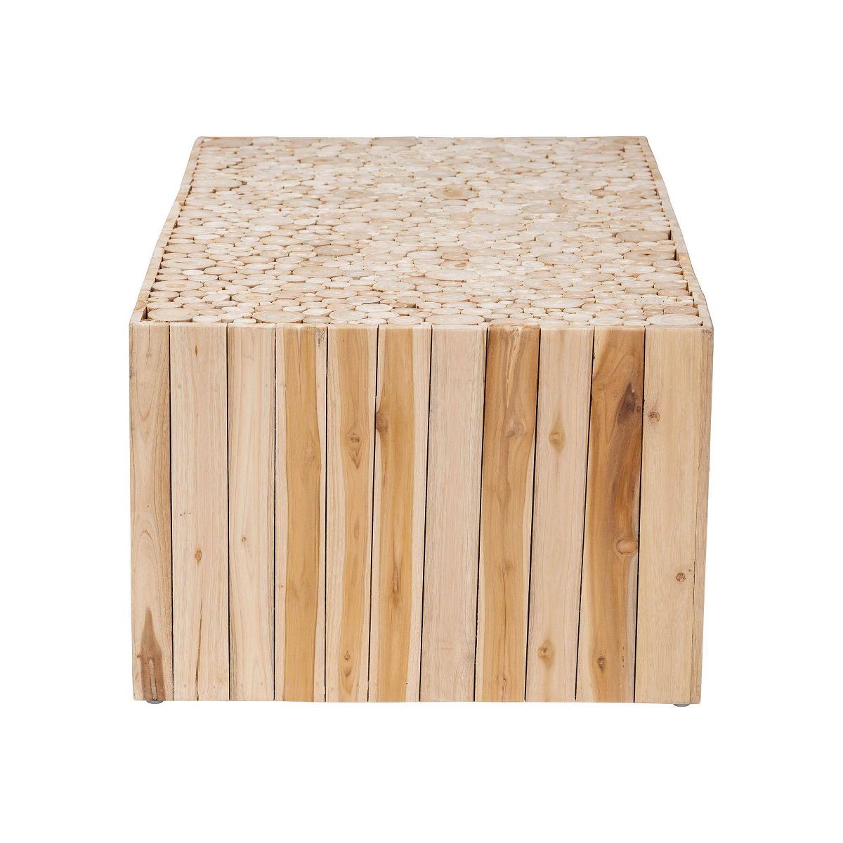 bali & pari Grayson Teak Wood Coffee Table with Unique Repurposed Wood Logs Natural - thumbnail 4