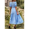 Women's Summer Crew Neck Short Sleeve Smocked Midi Dress Casual Elastic Waist Tiered A Line Flowy Maxi Dress - 4 of 4