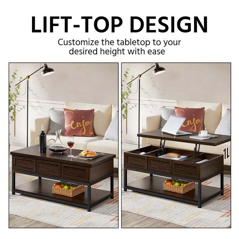 Yaheetech Lift Top Coffee Table with Hidden Compartments & Bottom Open Shelf For Living Room, 6 of 10