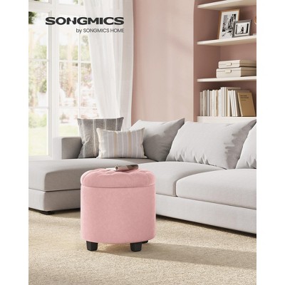 Round Velvet Ottoman with Storage - 17.7" Foot Rest Stool with Legs, 330 lb Capacity, for Living Room/Bedroom