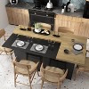 FUFU&GAGA Black Wooden 77.3 in. W Kitchen Island Dining Bar Table With Table Top - 2 of 4