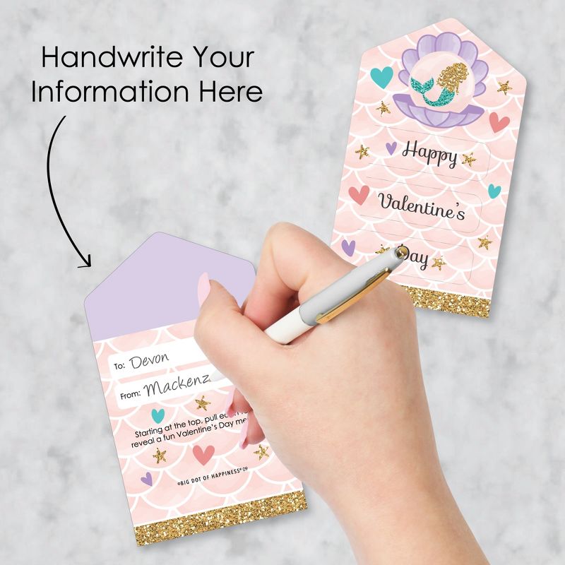 Big Dot of Happiness Let's Be Mermaids - Under the Sea Cards for Kids - Happy Valentine's Day Pull Tabs - Set of 12, 4 of 8