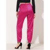 Allegra K Women's Drawstring Elastic Waist Ankle Length Satin Joggers With  Pocket Hot Pink Large : Target