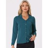 Allegra K Women's Elegant V Neck Work Office Button Up Shirt - 2 of 4