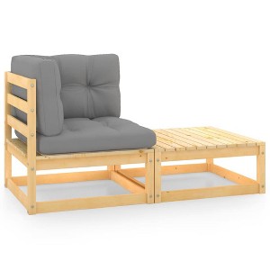 vidaXL 2 Piece Patio Lounge Set with Cushions Solid Wood Pine - 1 of 4