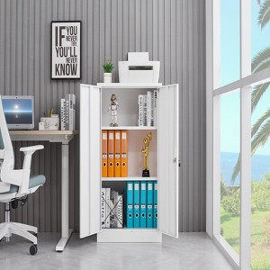 2 Door Metal Storage Cabinet with Locking Doors and Adjustable Shelf, Folding Filing Storage Cabinet, Folding Storage Locker Cabinet for Home Office - 1 of 4