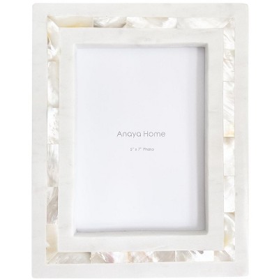 White Mother Of Pearl White Marble Picture Frame, 5x7 - Anaya : Target