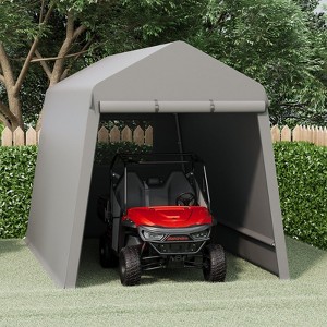 7X12 Ft Outdoor Portable Storage Shelter Shed with Rolled Up Zipper Doors & Vents, Heavy Duty Carport - 1 of 4