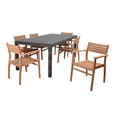 Dedham 7pc Wicker Patio Dining Set with Rectangular Table - Amazonia