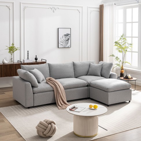 Down Filled Upholstery Convertible Sectional Sofa, L-shape Sofa With ...