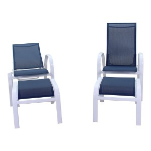 Courtyard Casual Santa Fe 4 pc Reclining Chair Set with Ottomans  Includes Two Reclining Sling Chairs and Two Sling Ottomans - 1 of 4