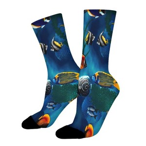 Sea Tropical Fish Women Printed Crew Socks Funny Funky Socks Soft Polyester Novelty Gifts for Artists Men - 1 of 1
