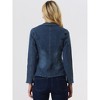 Allegra K Women's Notched Lapel Long Sleeve Casual Denim Jacket - 3 of 4