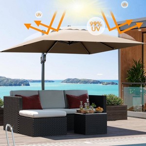 GustoWave 10x10Ft Offset Patio Umbrella with Base for Pool, Deck - 1 of 4