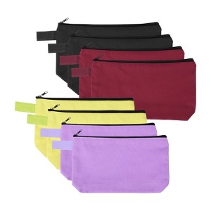 Unique Bargains Canvas Plain Zipper Toiletry Makeup Organizing Bags 8 Pcs - 1 of 4