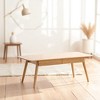 Mshliw Solid Oak Low Coffee Table with Storage Drawers, 100% Solid Wood Rectangular Center Table for Living Room or Study, Natural Writing Desk - 2 of 4