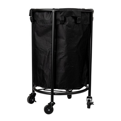 Black Metal Frame Rolling Laundry Hamper with Wheels