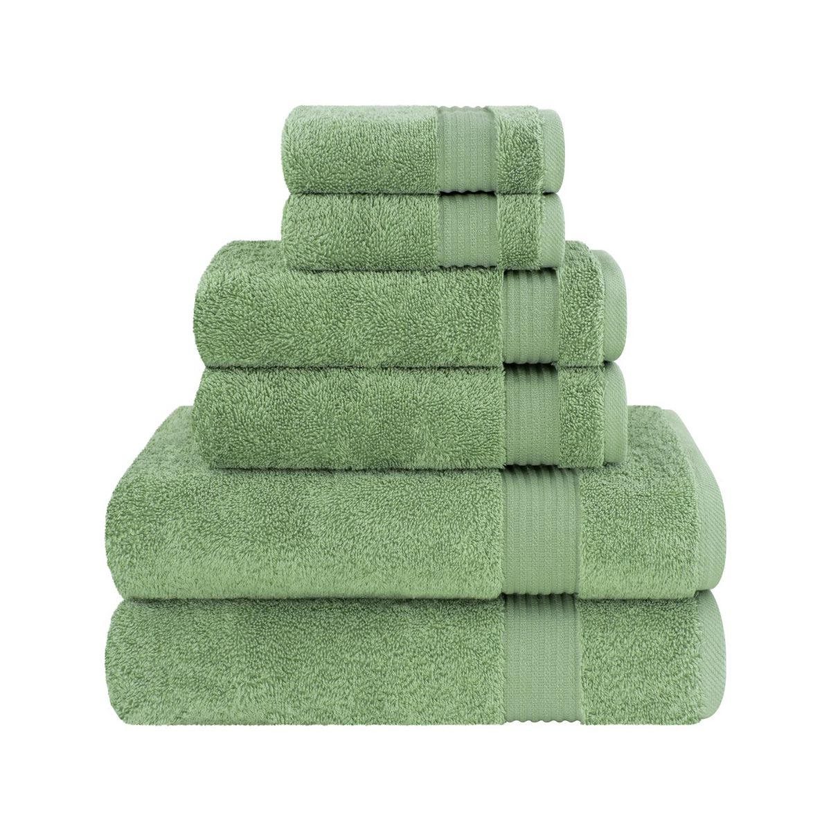 American Soft Linen Bekos 6 Piece Towel Set, 100% Cotton Bath Towel Set for Bathroom, Sage Green