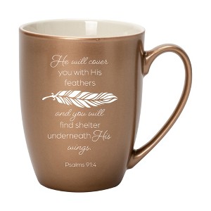 Elanze Designs He Will Cover You With His Feathers And You Will Find Shelter Underneath His Wings Bronze 10 ounce New Bone China Coffee Cup Mug - 1 of 4