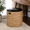 happimess Josie 18" Modern Coastal Hand-Woven Hyacinth Storage Ottoman with Lid - 2 of 4