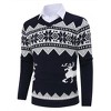 Clearlove Men's Christmas Sweaters Holiday Reindeer Snowflakes V Neck Jumpers - 2 of 4