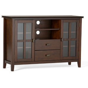 53" Wood Tall Transitional TV Media Stand with Cord Management, Tempered Glass Doors and Ball-Bearing Drawer Glides for Living Room and Bedroom - 1 of 4