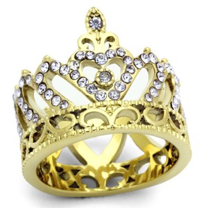 Slickblue Crown-Shaped Tanzanite Synthetic Crystal Ring in IP Gold Stainless Steel for Women, Size 5-10 - 1 of 4