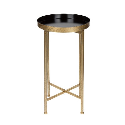 Celia Black and Gold Round Metal Foldable Tray Table