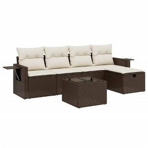 vidaXL Garden Sofa Set Brown and cream white - 1 of 4