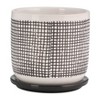 Sagebrook Home 6" Ceramic Planter, Gray and White Mesh Design, Indoor/Outdoor Planter with Saucer - Use for Succulent Pot, Plants, Flowers and More - 2 of 4