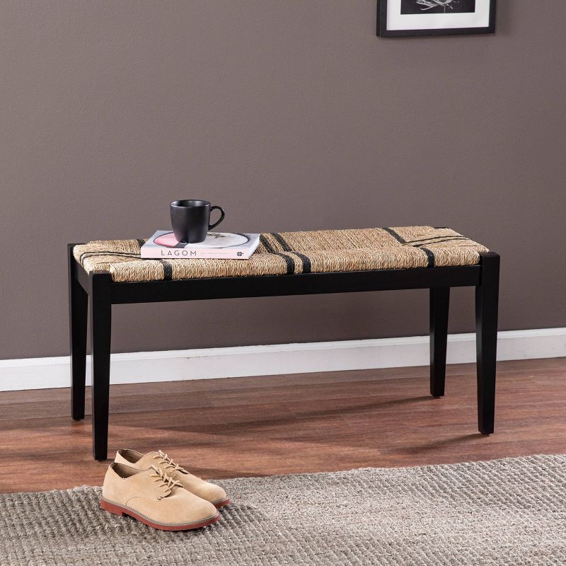 Natday Seagrass Bench Black/Natural - Aiden Lane, 3 of 10