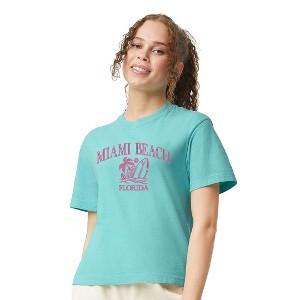 Simply Sage Market Women's Miami Beach Florida Short Sleeve Relaxed Fit Cropped Tee - 1 of 3