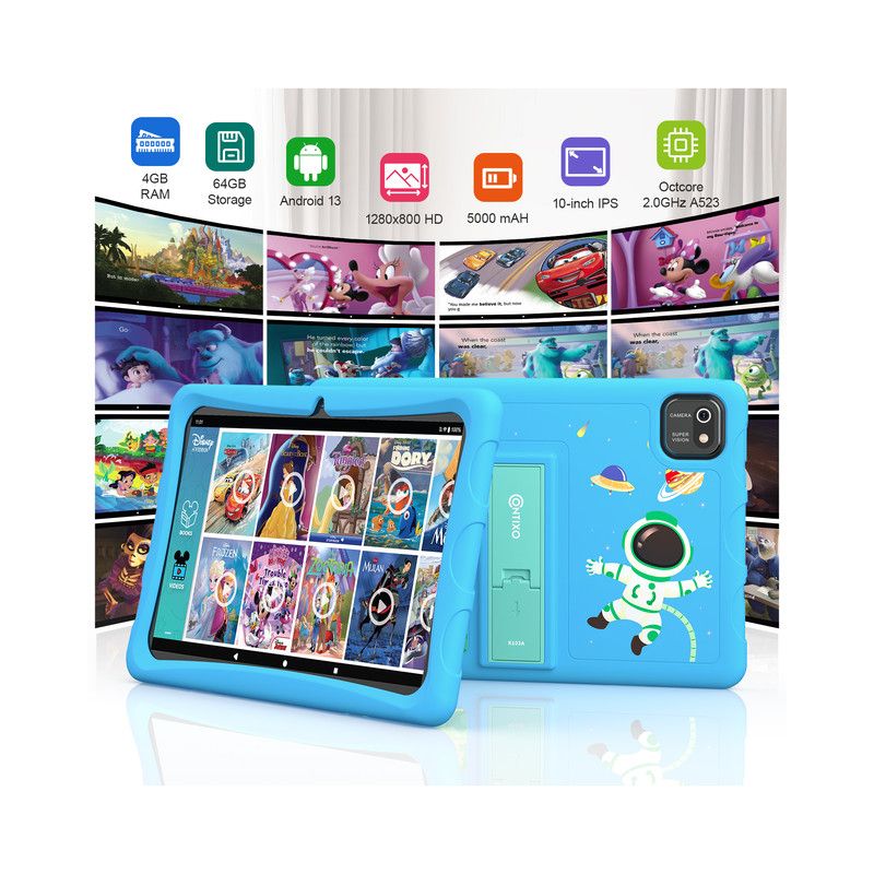 Contixo 10" Android Kids Tablet 64GB Octa-Core 2.0GHz, 4 GB DDR3 (2023 Model), Includes 80+ Disney Storybooks, Kid-Proof Case with Kickstand (K103A), 2 of 13