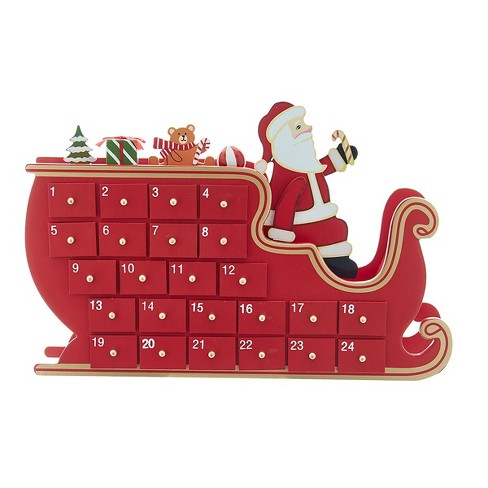 Kurt Adler 14-inch Wooden Santa And Sleigh Advent Calendar : Target