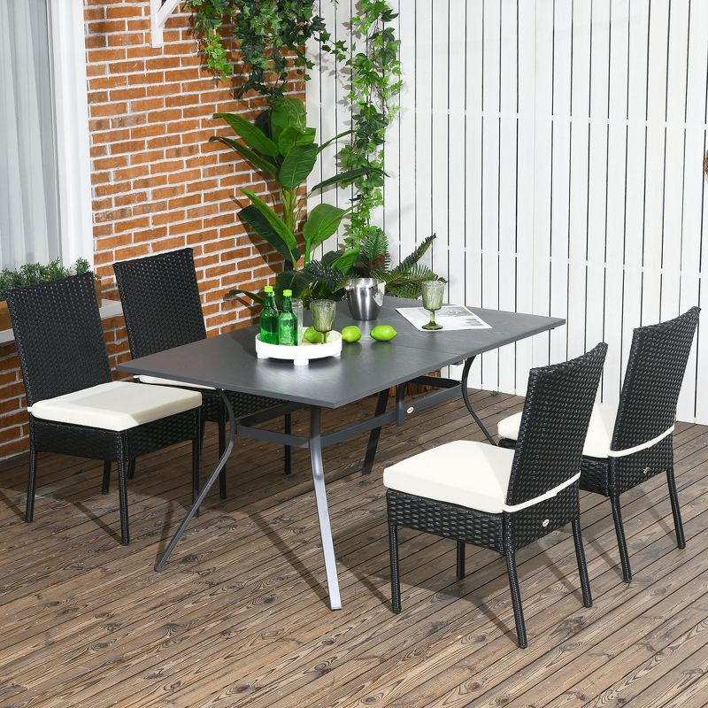 Outsunny 4 Outdoor Dining Chairs, Cushioned Patio Wicker Dining Chairs, 3 of 7