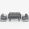 LayinSun 4 Pieces Aluminum Outdoor Patio Furniture Set, Metal Modern Conversation Sofa Set with Coffee Table and Washable Thick Cushions - 2 of 4